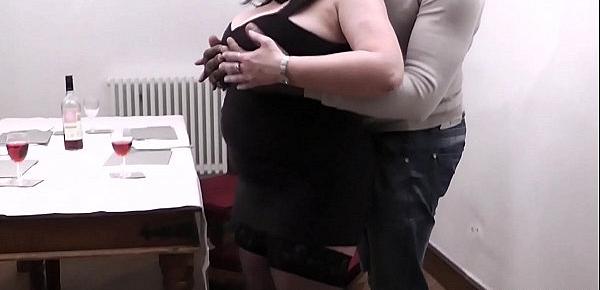  BBW takes huge cheating black rod from behind